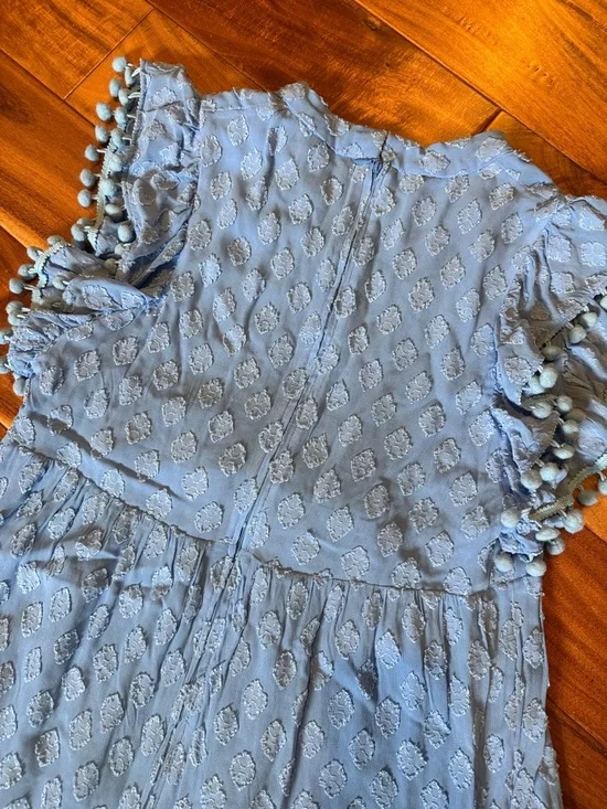 Lilly Pulitzer Light Blue Pom-Trim Tiered V-Neck Dress, sz 6, VGUC - Picture 7 of 7